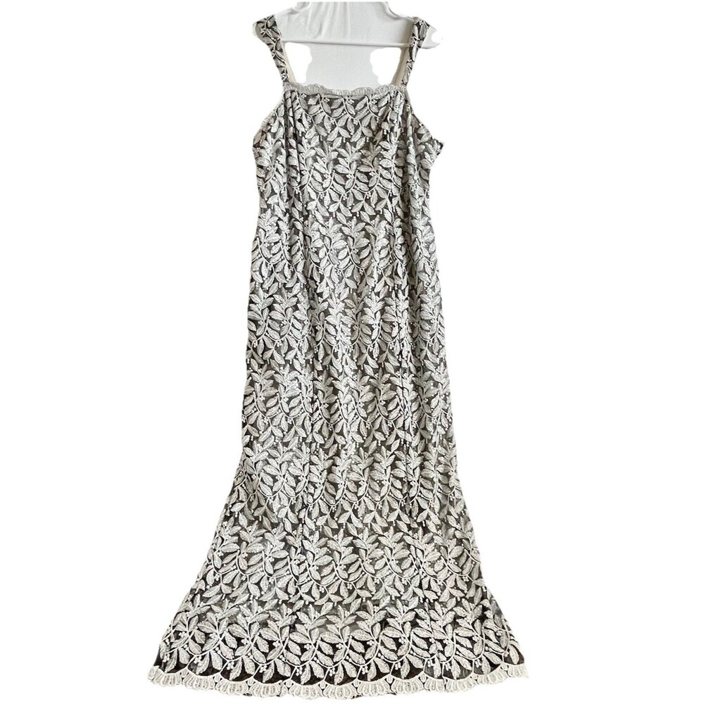 Vintage POLY Made In USA Women's Silver Sparkle Maxi Gown Sleeveless 2XL